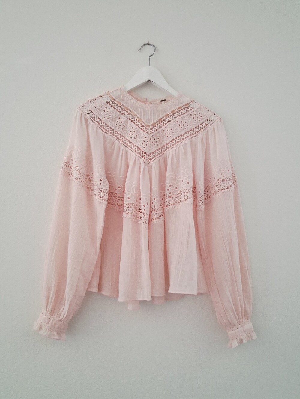 Free People Abigail Victorian Lace Blouse In Moon Cake - Picture 13 of 13